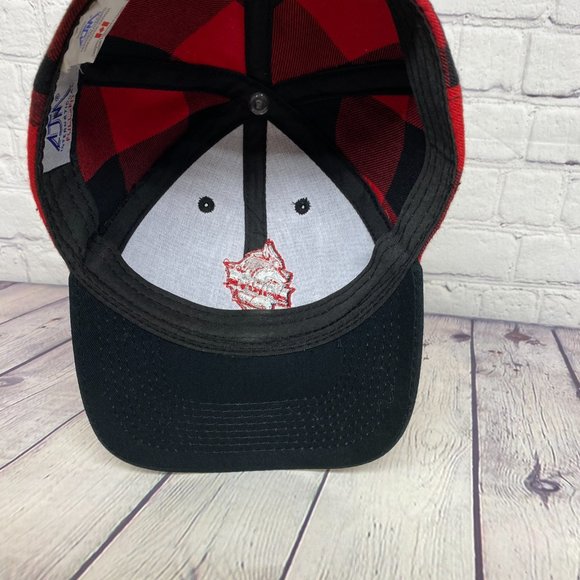 Lumberjack Hat Cap Snapback Red Black Checkered Full Fit Spirits Embroidered - Picture 8 of 11